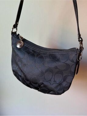 Coach Gray Signature Jacquard Shimmery Mini Crossbody Bag